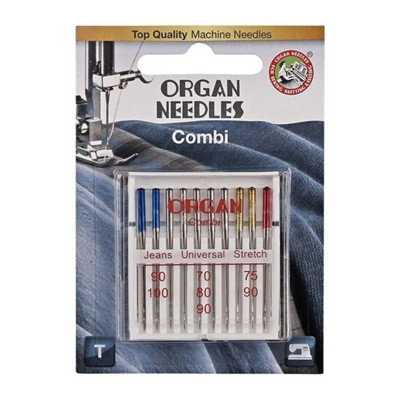 Иглы для БШМ ORGAN BL 130/705H COMBI Универс №70, 80, 90; Стрейч №75, 90; Джинс №90, 100 (уп.10 шт)0